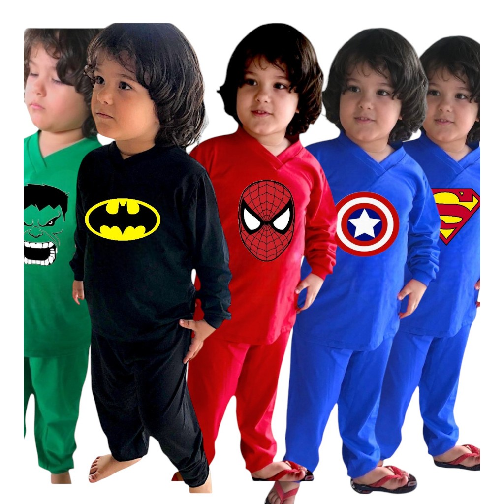 Pijama Infantil Pipolim Kids Longo Masculino Menino Personagens Heróis Manga Longa e Calça