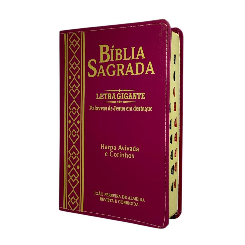 Bíblia Sagrada Com Harpa Cristã e Índice Capa Flexivel Feminina e Masculina Bordô Letra Gigante Arc