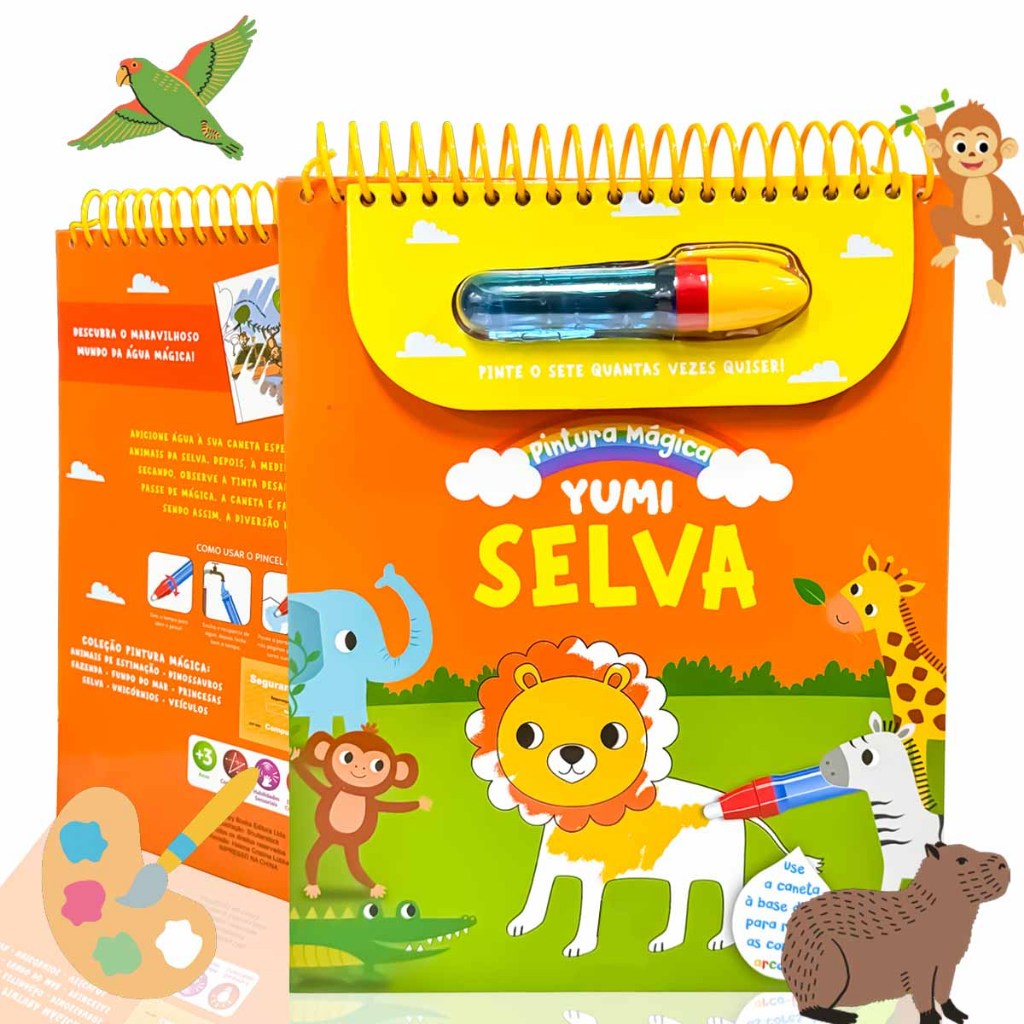 Livro De Colorir Infantil : Pinte Com Água Animais Da Selva | Com Caneta Mágica E Espiral Para Crianças