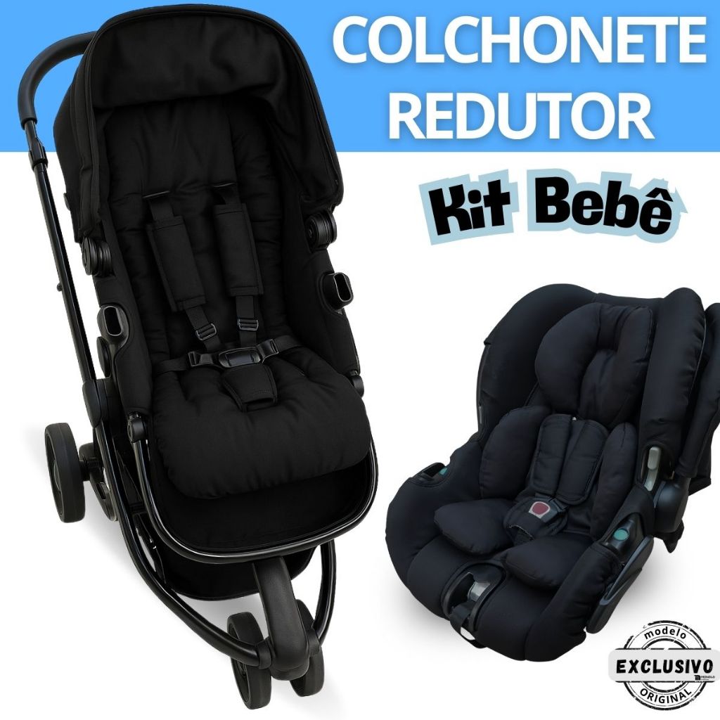 Kit Colchonete Carrinho + Redutor Bebê Conforto Almofada Protetor Ninho Maternidade Passeio Pescoço