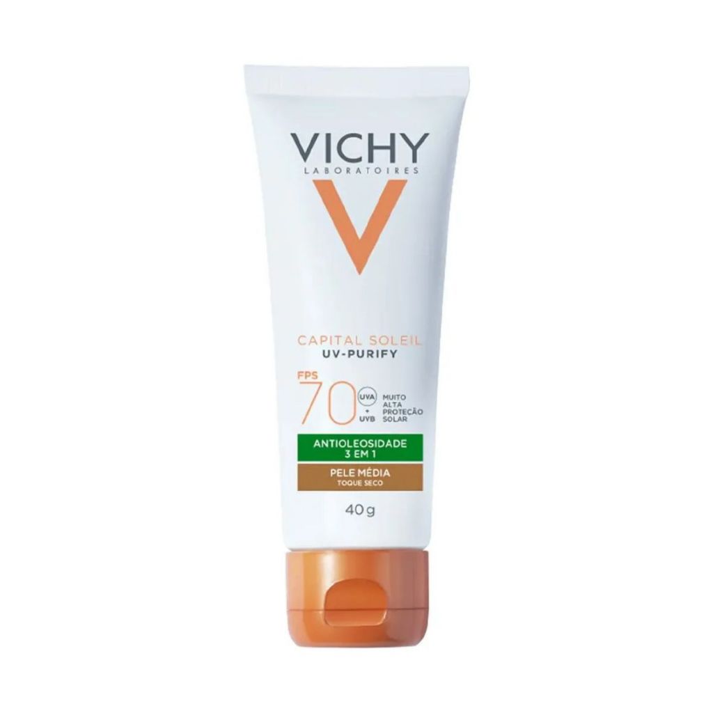 Protetor Solar Facial Vichy Capital Soleil UV-Purify FPS70 Pele Média Com 40g em Oferta na Shopee