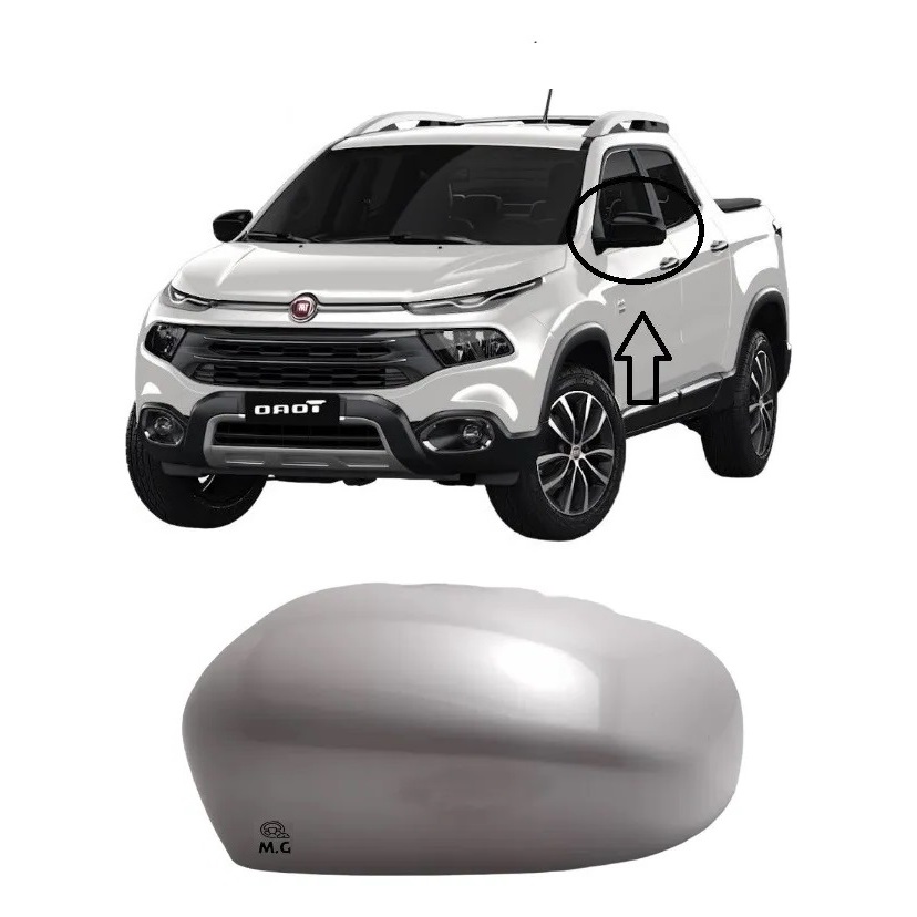 Capa Retrovisor Fiat Toro/ Jeep Compass Branco Polar (Pérola) Original Lado Esquerdo