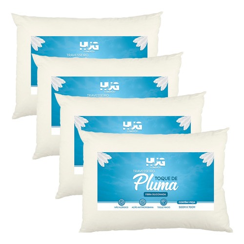 Kit 4 Travesseiros Toque De Pluma Basic Antialergico Macio em Oferta na Shopee