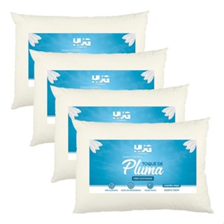 Kit 4 Travesseiros Toque De Pluma Basic Antialergico Macio em Oferta na Shopee