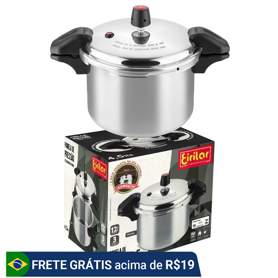 Imagem Panela de Pressão 4,5 litros Alça Fechamento Externo Polida Eirilar
