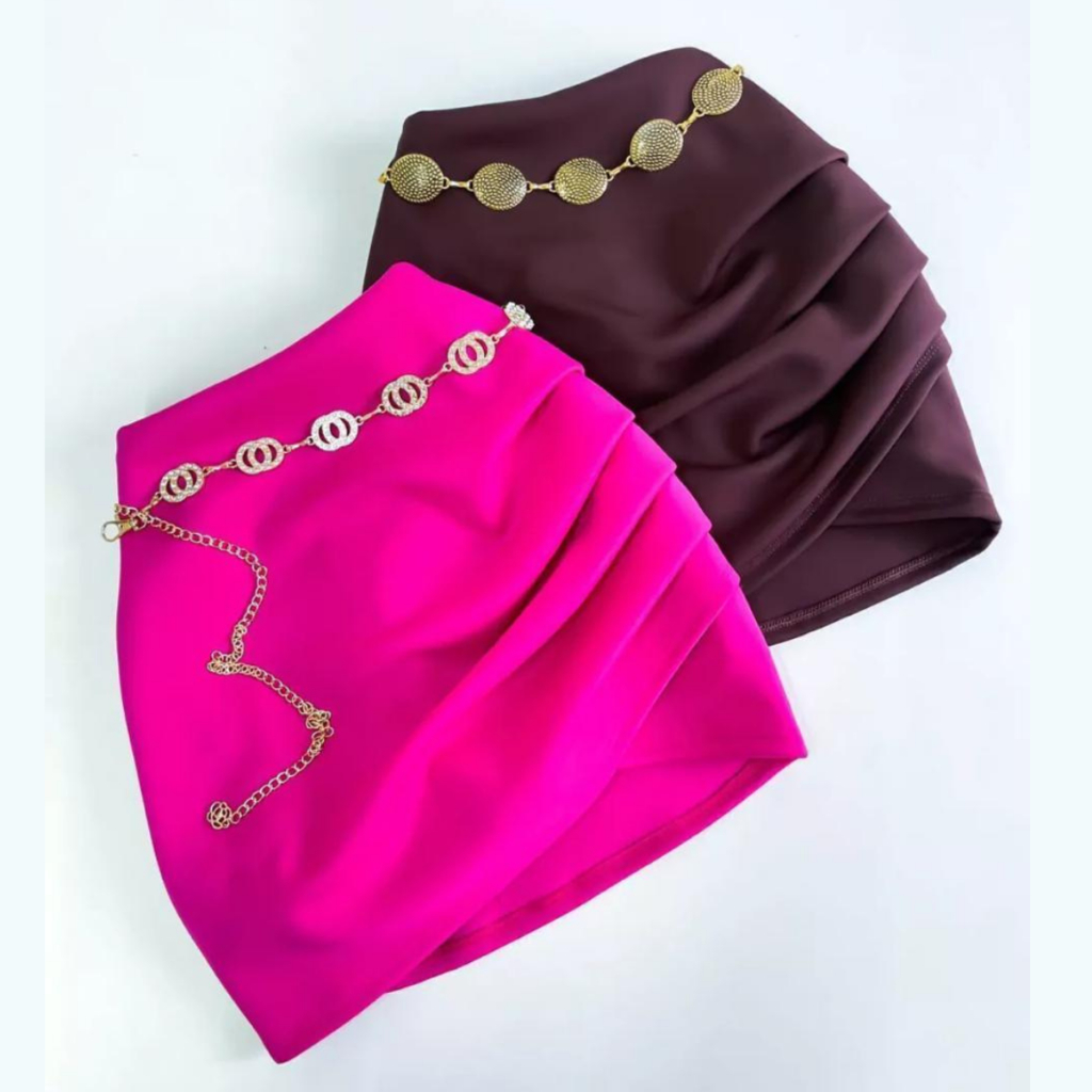 Short Saia Feminina Grapeado Blogueira Tendência Drapeada Cintura Alta Tecido Encorpado Não Marca, em Oferta na Shopee