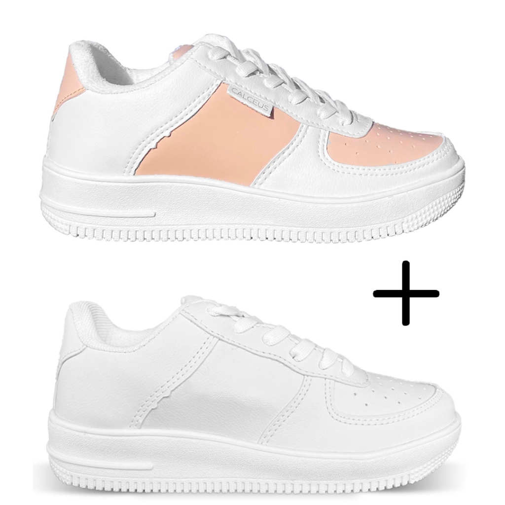 Kit 2 Tênis Feminino Unissex Casual Academia Caminhada Plataforma em Oferta na Shopee