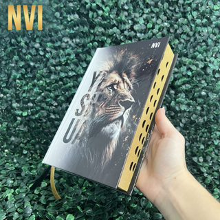 Bíblia Sagrada NVI Masculina Leão Yeshua Dourada Evangélica Índice Capa Dura Letra Média Jovem HDC em Oferta na Shopee