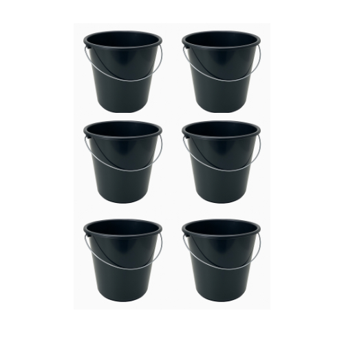 Kit 10 a 100 Baldes Plástico 5 Litros Preto Alça Reforçada Limpeza Casa Cozinha Bar RestauranteFesta