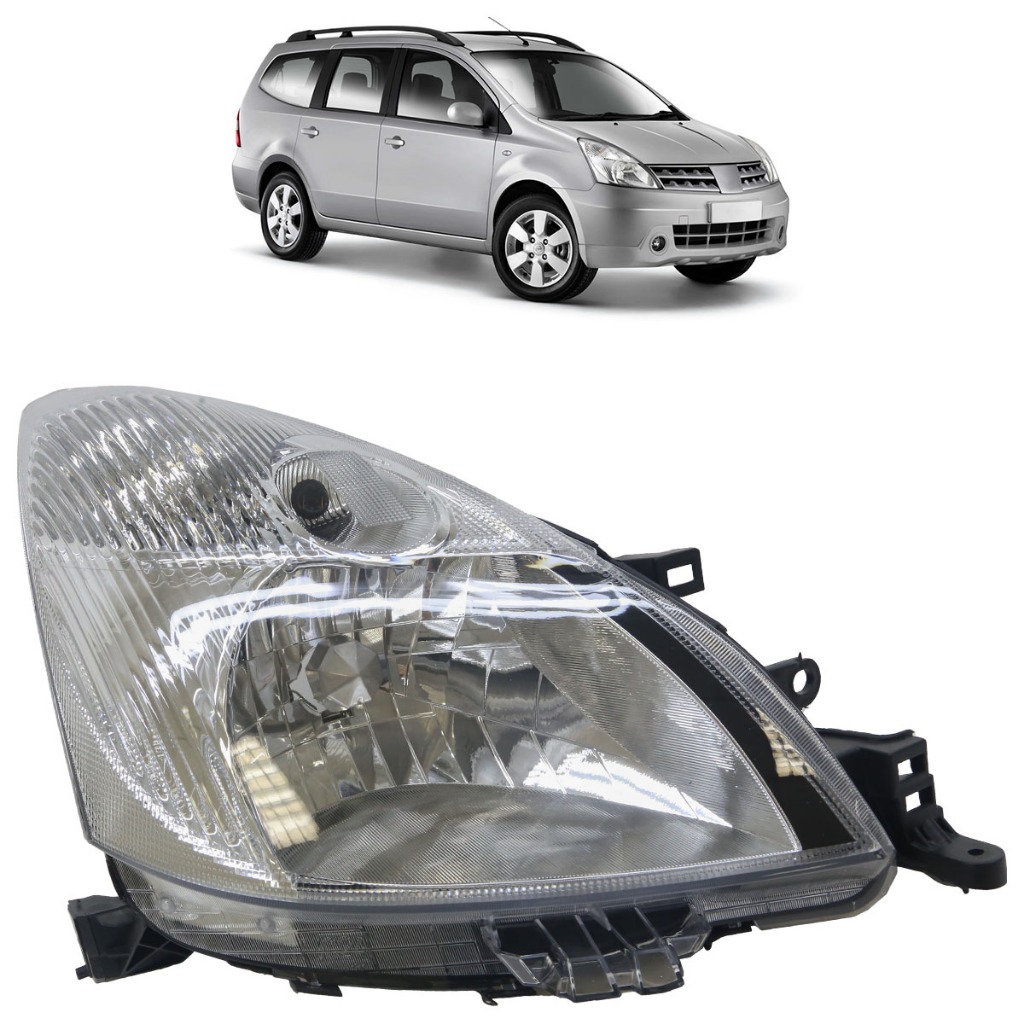 Farol Dianteiro Livina 2009 2010 2011 2012 2013 2014 Máscara Cromada Foco Simples Lente Acrilico em Oferta na Shopee