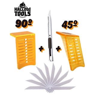 Kit Corte Profissional –Espátula Guia de Corte e Acabamento Refiladora Estilete e 10 Lâminas BASIC em Oferta na Shopee