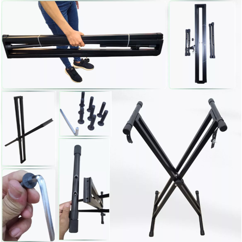 Suporte para Teclado Musical Universal 1 X até 15Kg e 2 X até 30Kg Estante Pedestal 7 Níveis
