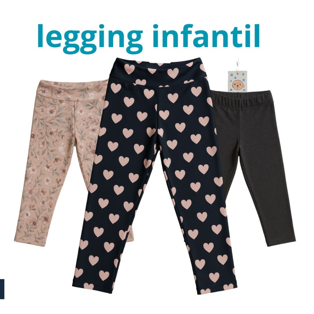 Kit Com 3 Calças Inverno Infantil Peluciada Menina, 1 ao 8 anos