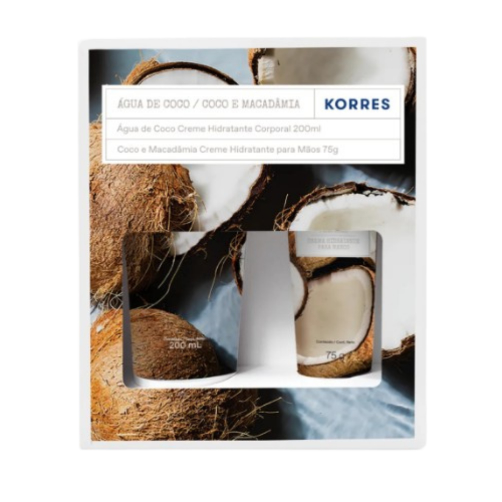 Korres Kit Creme Corporal + Mãos Água De Coco E Macadâmia