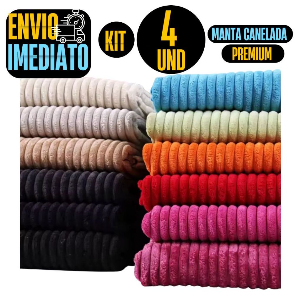 Kit 4 Cobertor Manta Canelada Soft Bebe Pet 1,00 x 0,90 Premium