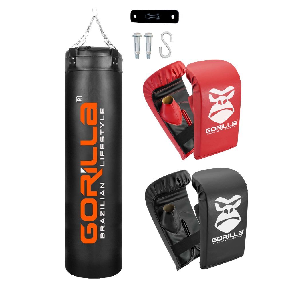Saco De Pancada Profissional 160Cm + 02 pares de luva bate saco adulto + Suporte Teto Gorilla