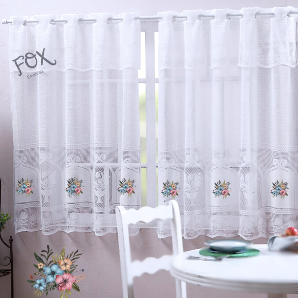 Nova Cortina Moderna de alta Qualidade de renda Estampada 2,50m x 1,20m 100% Poliester