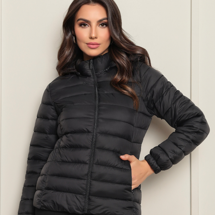 Jaqueta Feminina Puffer Gominho Bobojaco Moda Inverno Com Capuz Removível em Oferta na Shopee