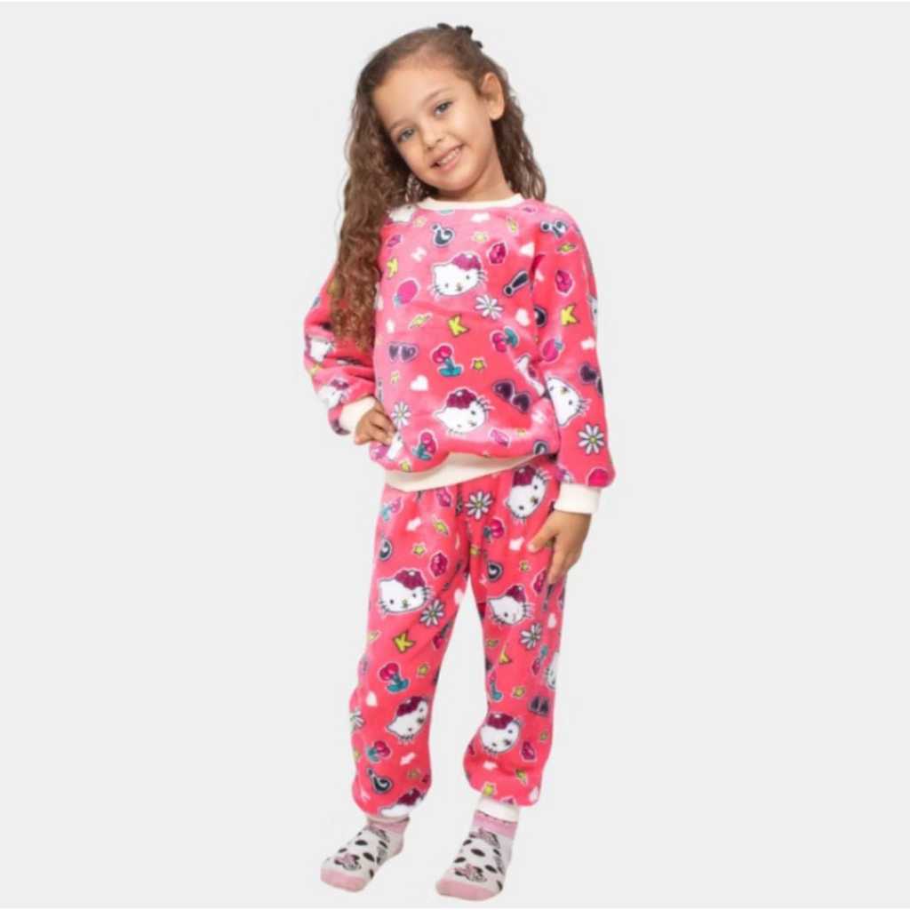 Conjunto de Fleece Infantil para Menina - Perfeito para o Inverno, Quentinho e Aconchegante com estampas sortidas