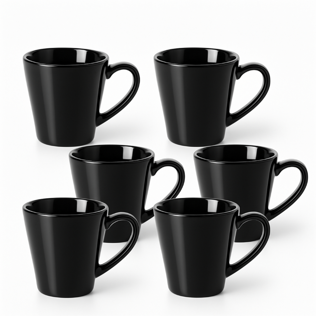 Jogo de 6 Xícaras de Porcelana 120ml para Café Cha Sofisticado para Cozinha