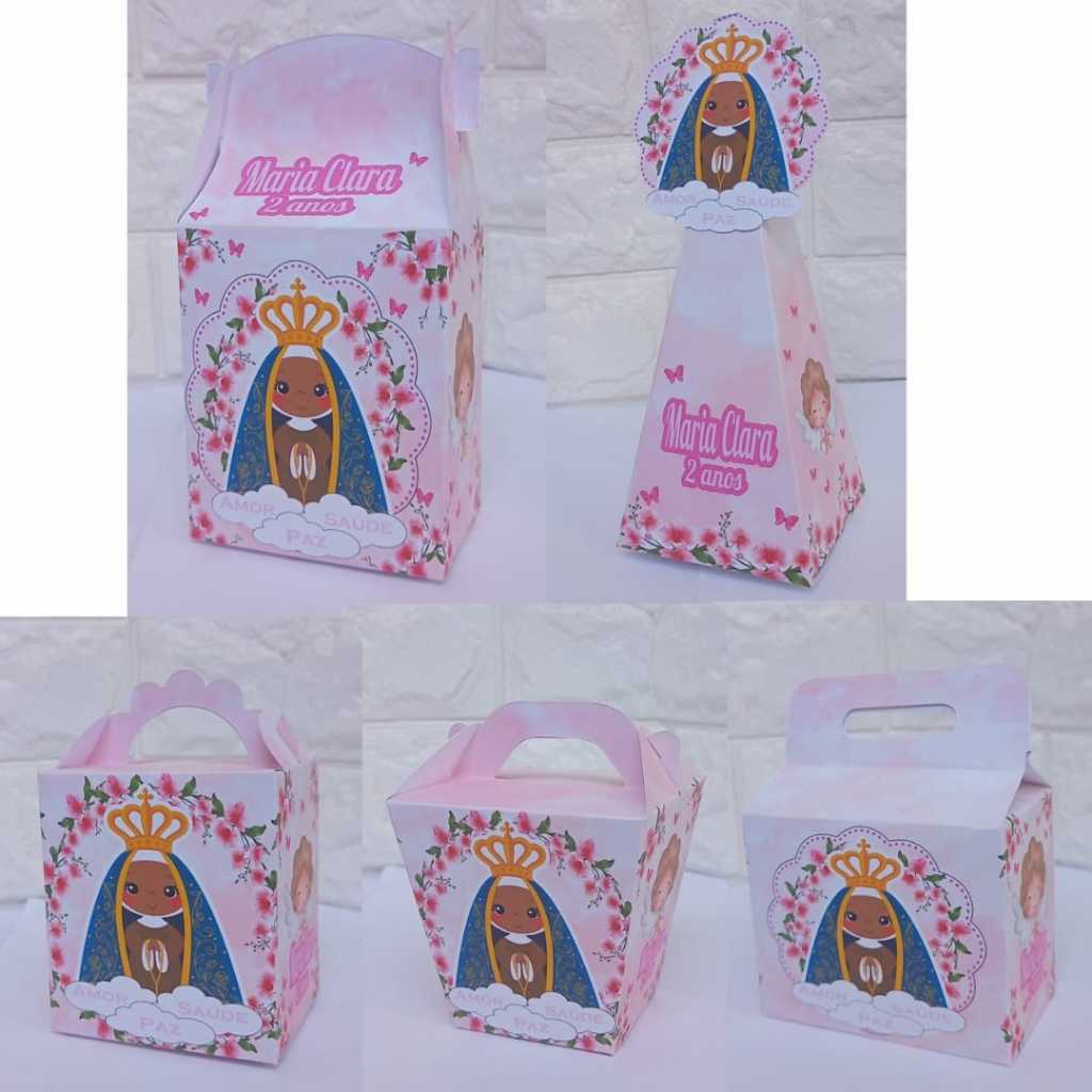 Kit Caixinhas Nossa Senhora Aparecida Batizado Personalizadas Pegue e Monte Lembrancinhas Aniversário