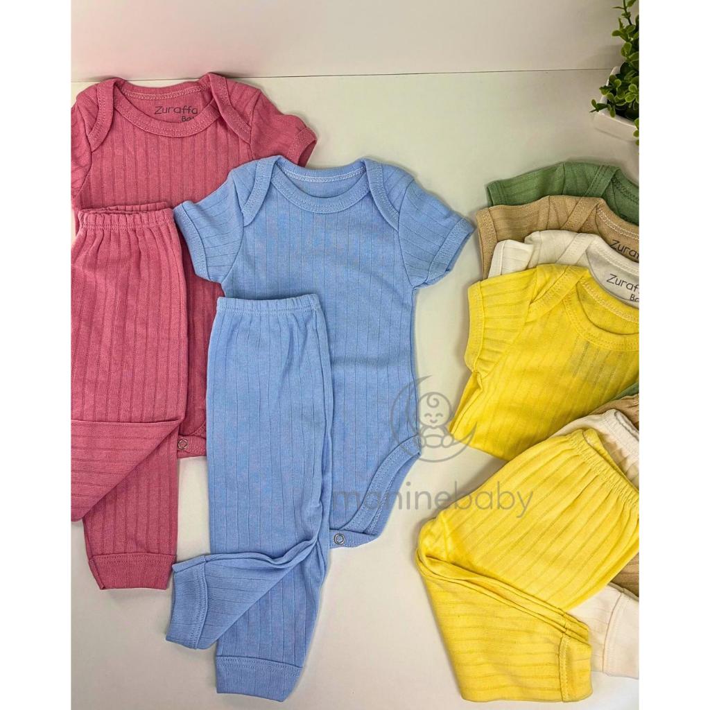 Kit 6 Peças Canelado Premium Roupas de Bebê Conjunto Menino Menina 3 Body e 3 Mijão