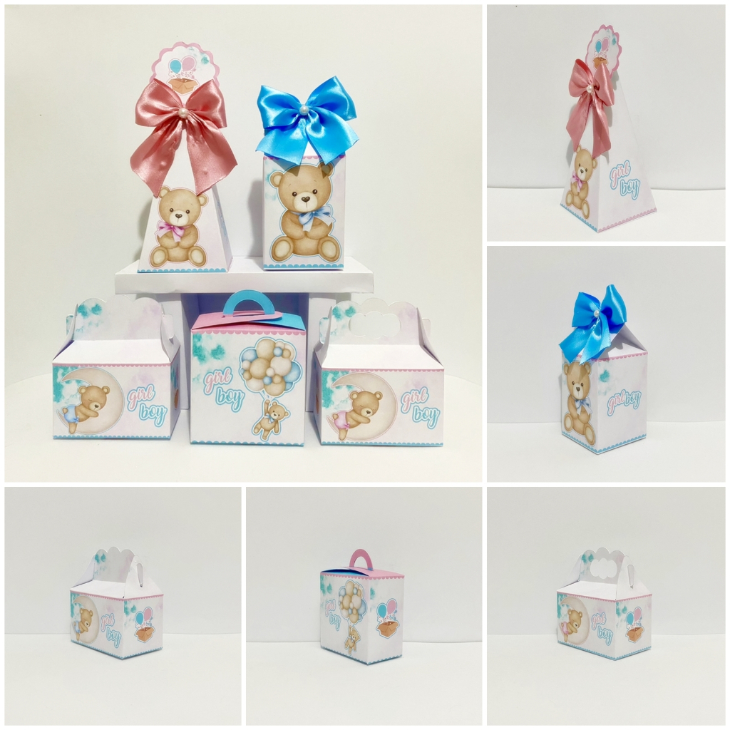 Kit Festa Chá Revelação Ursinhos – caixinhas personalizadas – lembrancinhas festa infantil boy girl