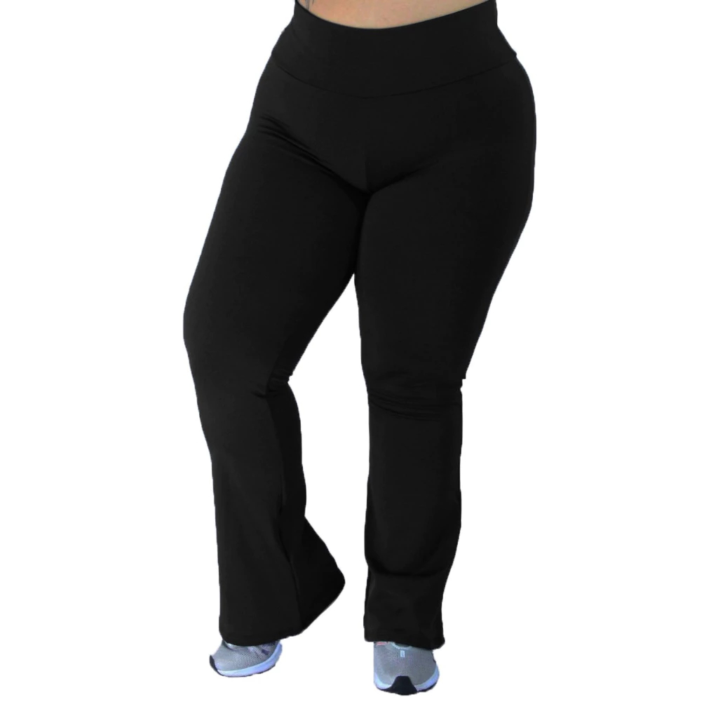 Calça Flare Bailarina Plus Size G1 G2 G3 G4 Cos Bem Alto Em Suplex Poliester WOLFOX em Oferta na Shopee
