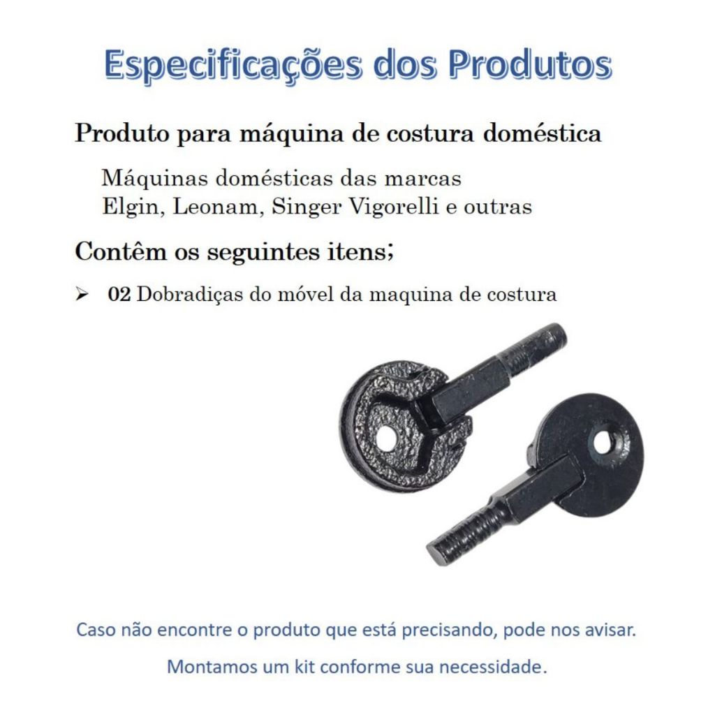 Dobradiças Maquina Costura Domestica Singer 15C Elgin Pretinha — imagem 2 de 2
