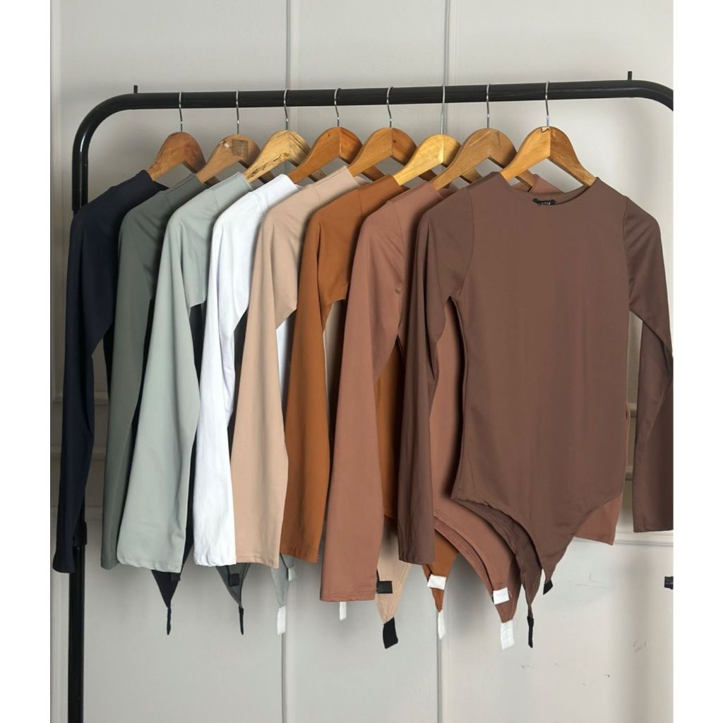 Body feminino poliamida manga longa gola redonda em Oferta na Shopee