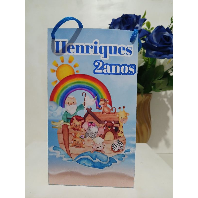 10/20/30/40 sacolinha ARCA DE NOÉ lembrancinhas personalizadas com nome e idade