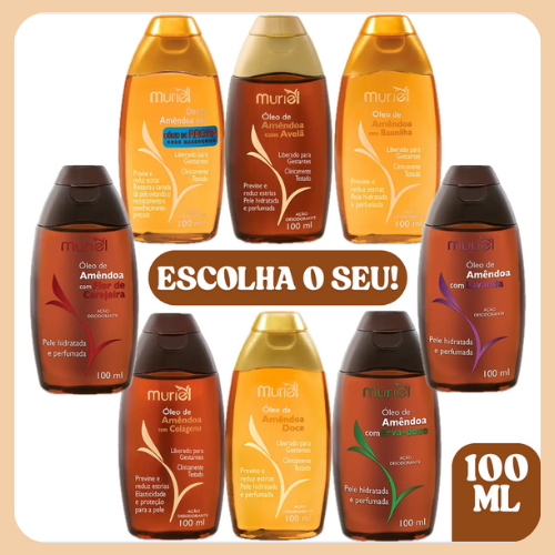 ÓLEO CORPORAL DE AMÊNDOAS 100ML MURIEL ORIGINAL - Escolha o Seu em Oferta na Shopee