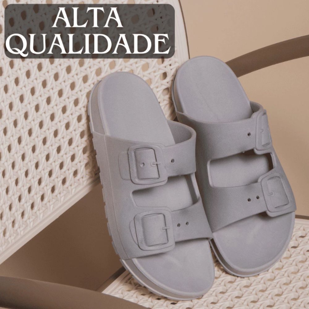 Sandália Papete Feminina Confortável Duas Tiras Chinelo de Sola Tratatora Antiderrapante Elegante -  Livia