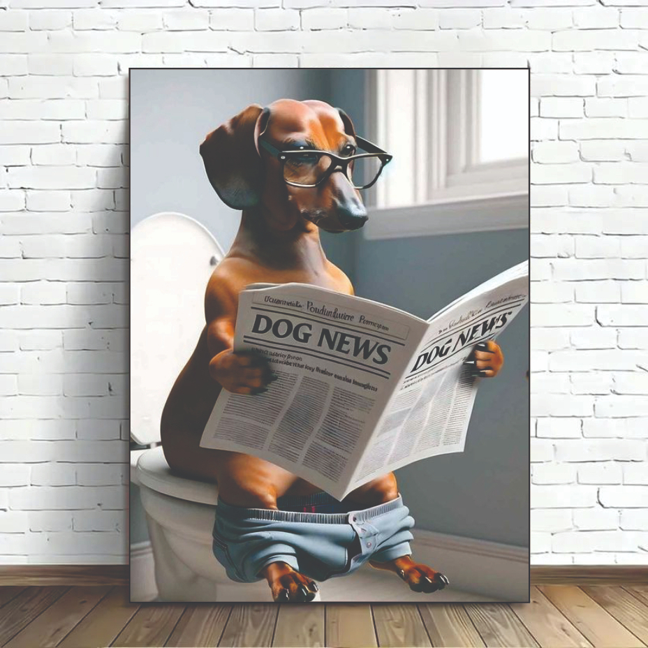 Quadro cachorro basset no banheiro decoração pet shop consúltório veterinário animal cão mellhor em Oferta na Shopee