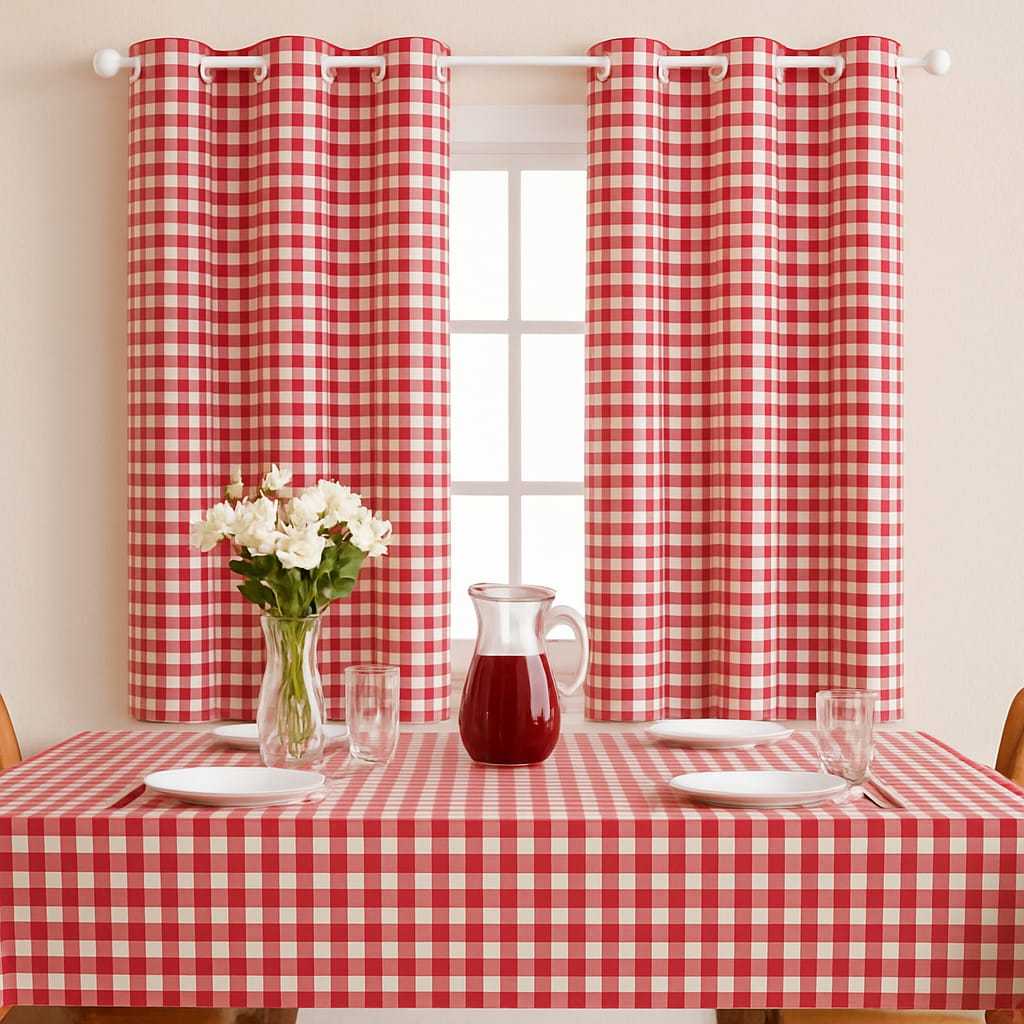 Cortina Para Decoração Sala Quarto e Cozinha 2 m X 1,40 Xadrez Piquenique corta luz
