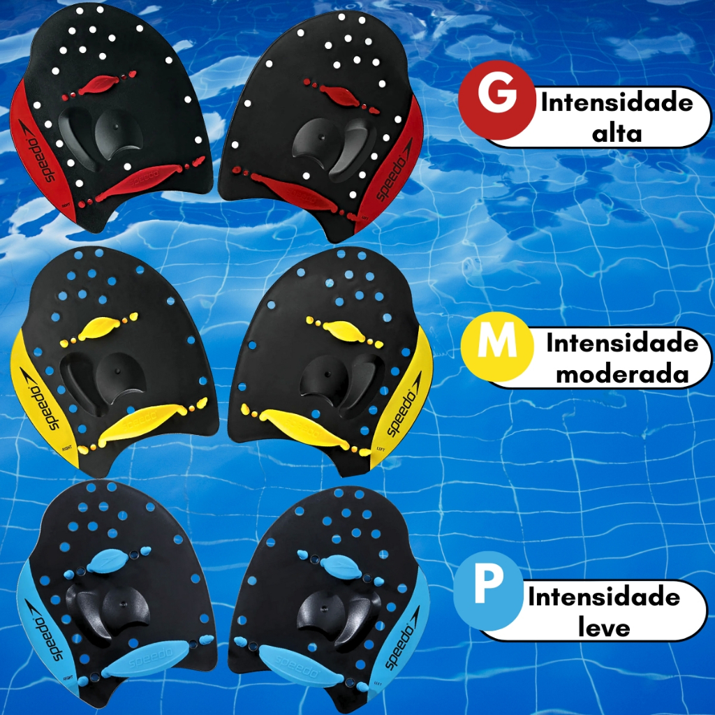 Palmar Natação Speedo Paddle Rígido Nadadeira Treino Fortalecimento Intensidade Baixa Média Alta
