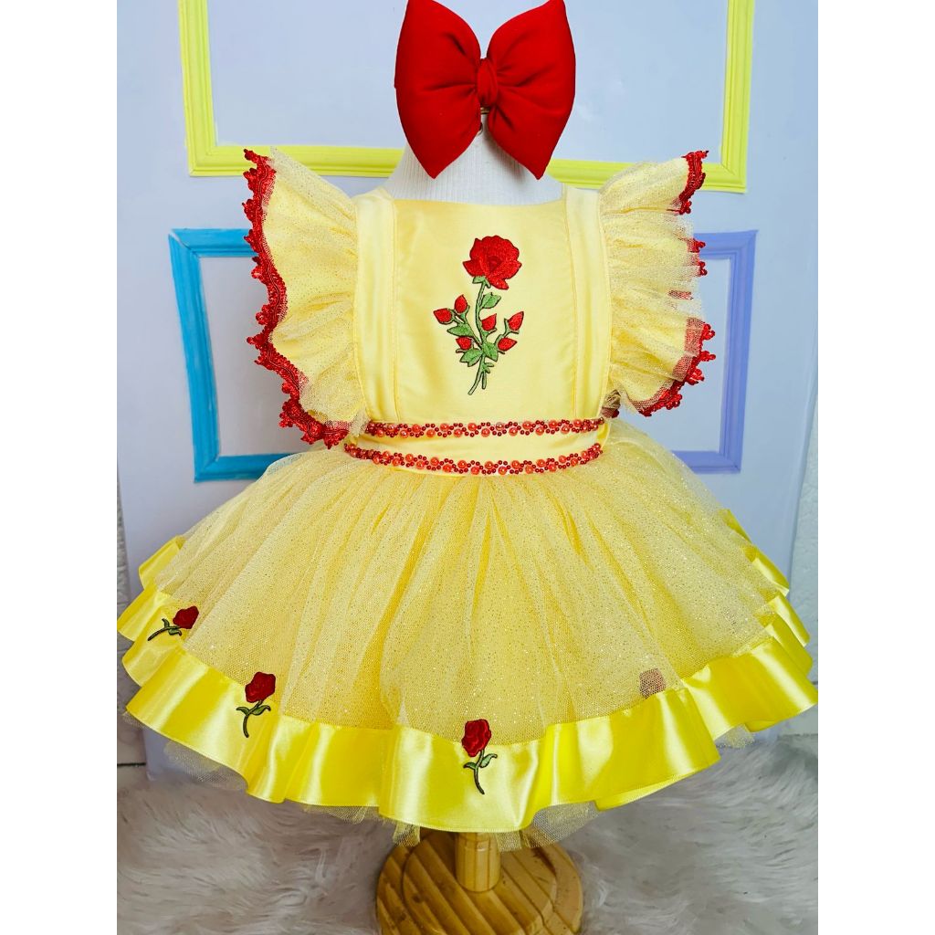 romper bela salopete bela e a fera vestido tematico