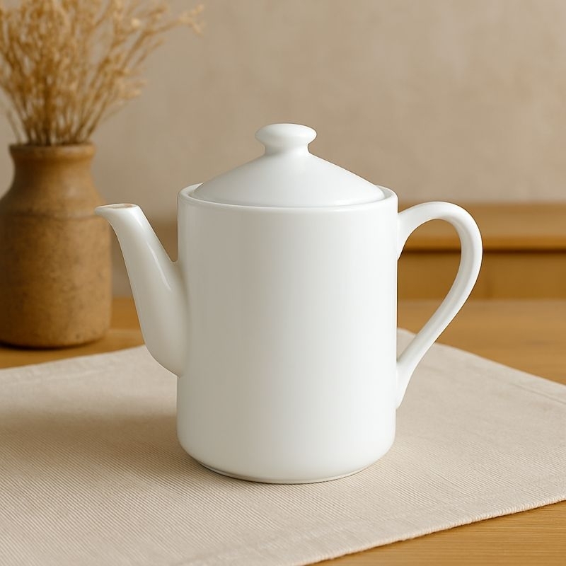 Bule de Porcelana Branca 800ml com Tampa Ideal para Chá Café Mesa Posta Cozinha Elegante