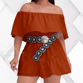 Vestido Feminino, Macaquinho Ciganinha, Elegante e Soltinho, Ombro a Ombro em Oferta na Shopee