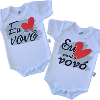 Kit 2 Bodys Bebê Eu Amo Vovô e Vovó Divertido Frase Temático 100% Algodão Bori Bore Recém Nascido em Oferta na Shopee