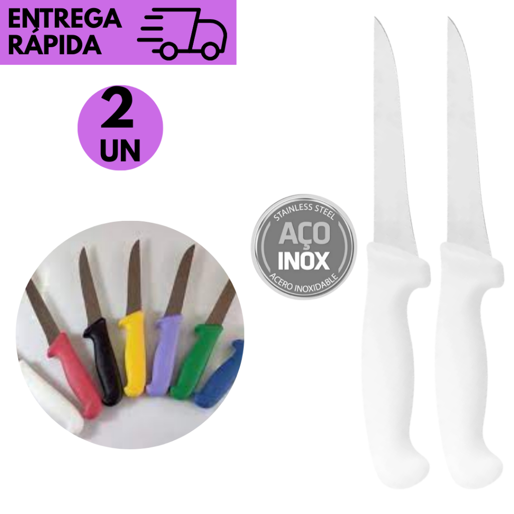 kits 2 ou 1 Faca de Desossa 6” Profissional Inox Faca de Corte Preciso para Carne Churrasco e Cozinh