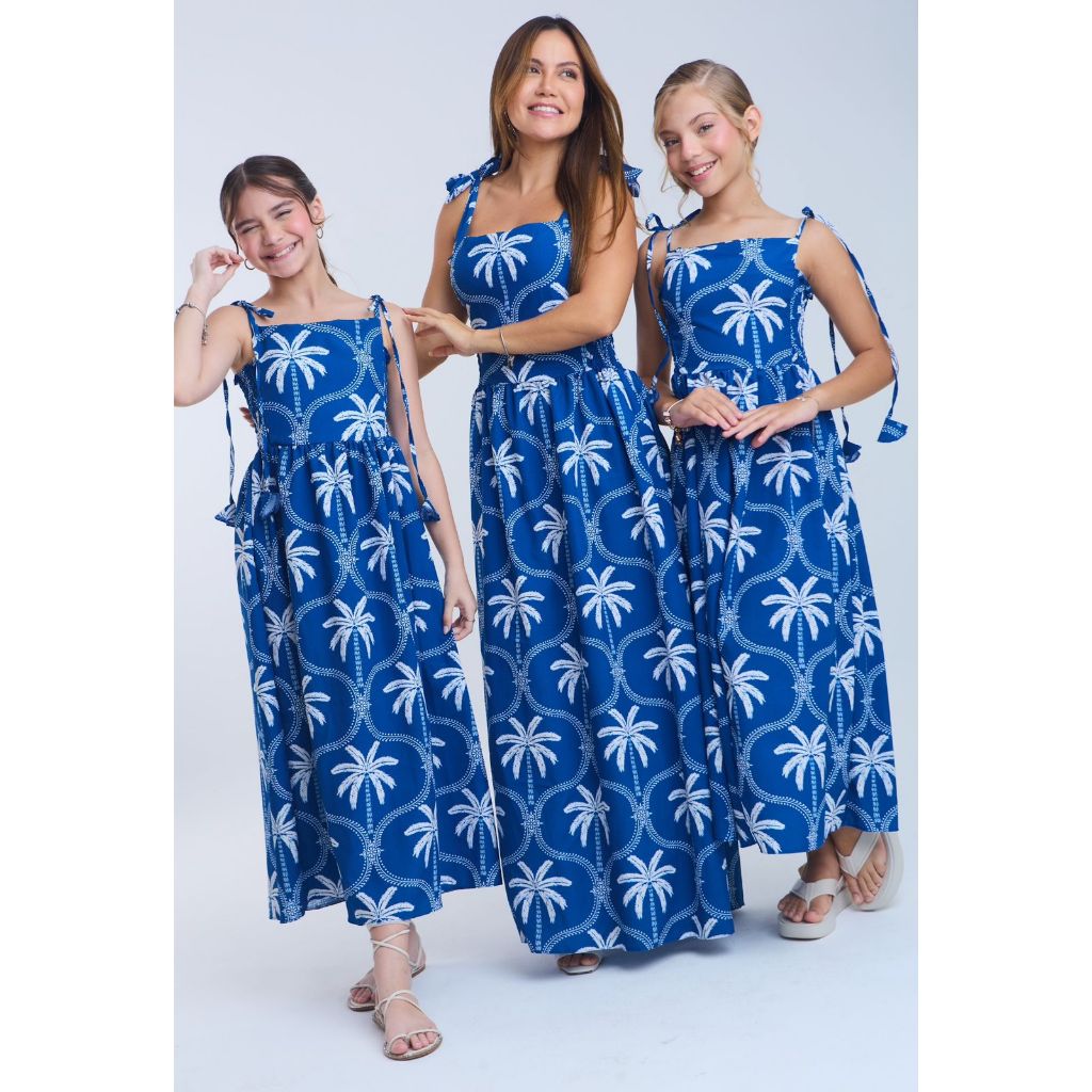 Vestido Mãe e Filha Marinho Azul( MODELO MÃE )