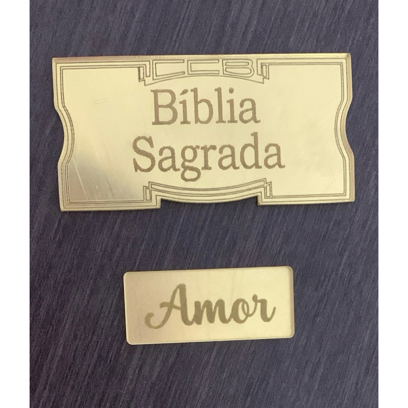 kit Plaquinha CCB + 1un Tag para Decorar Bíblia em acrílico Dourado em Oferta na Shopee