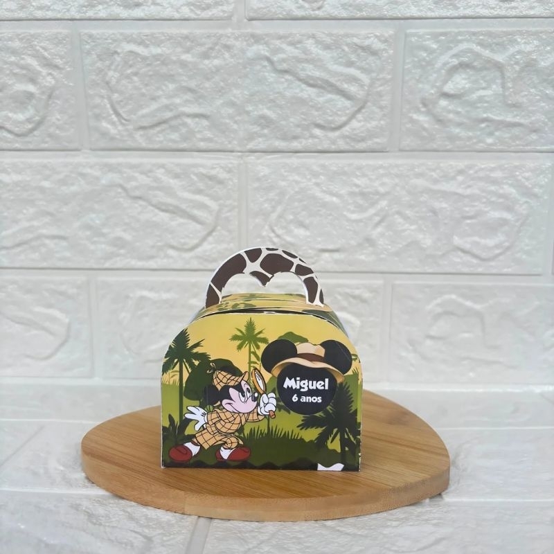 PEGUE E MONTE - Caixinha Maletinha personalizada Mickey Safari -  Lembrancinhas - Caixinhas para festa - Aniversário