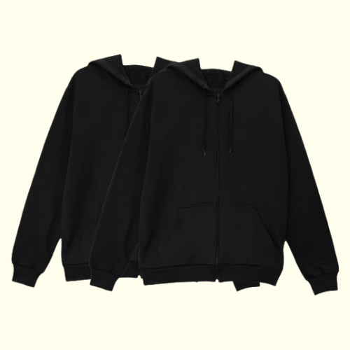 Moletom kit 2 peças Blusa de frio com ziper capuz bolso liso Algodão