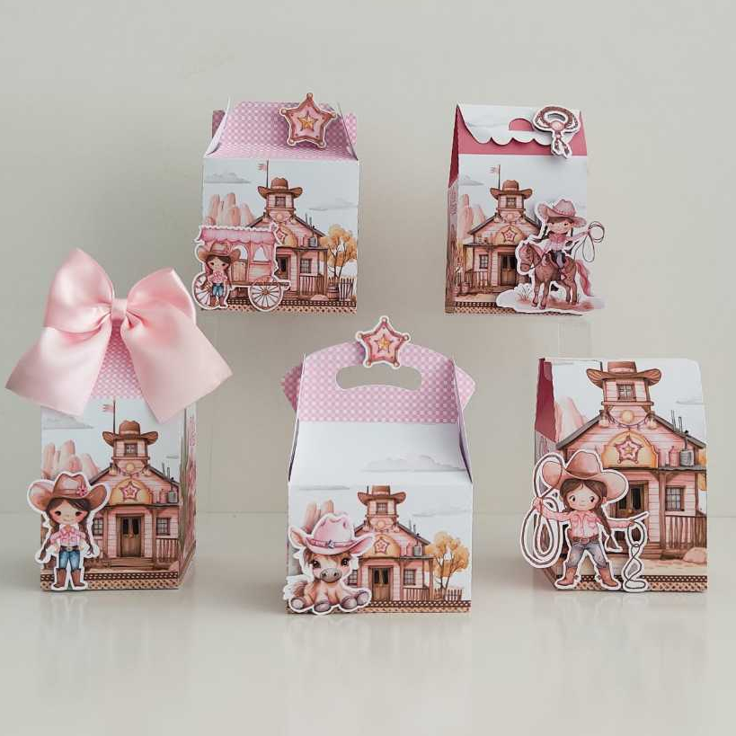 Kit Festa Infantil Boiadeira Aquarela - Pegue e Monte - Lembrancinhas - Aniversário - Personalizados