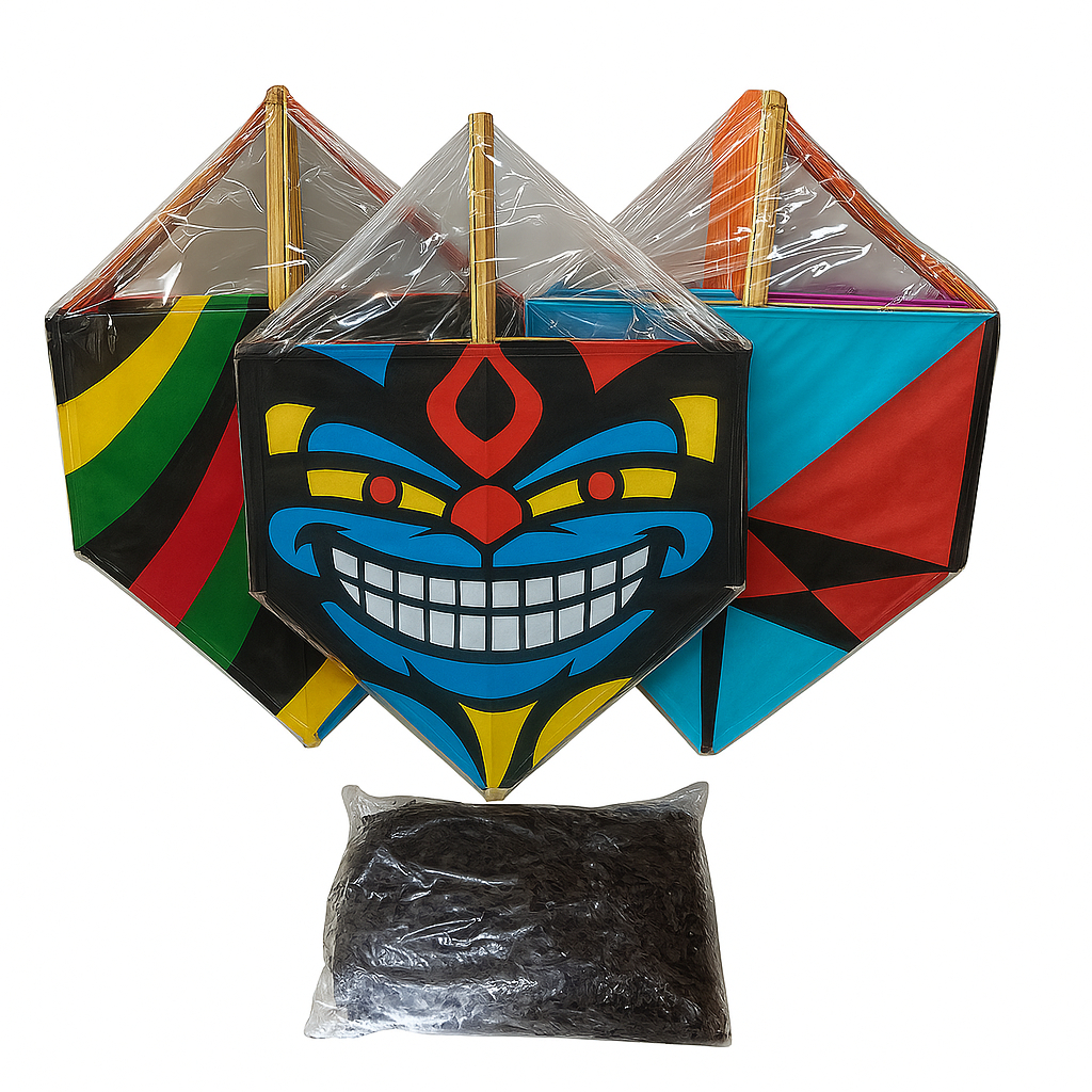 Kit Pacote Pipas Mucha 50cm E 50 Metros De Rabiola Paulista