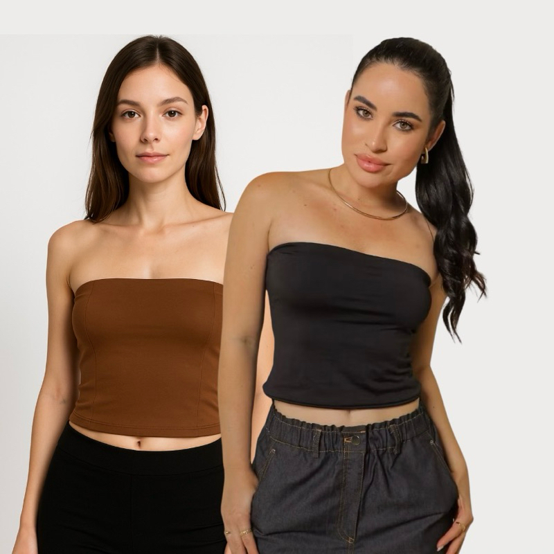 Kit 2 Top Tube Cropped Tubinho Básico Feminino Tomara que Caia  Duplo Suplex megaliquicacao2026**