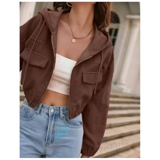 jaqueta feminina com capuz veludo inverno