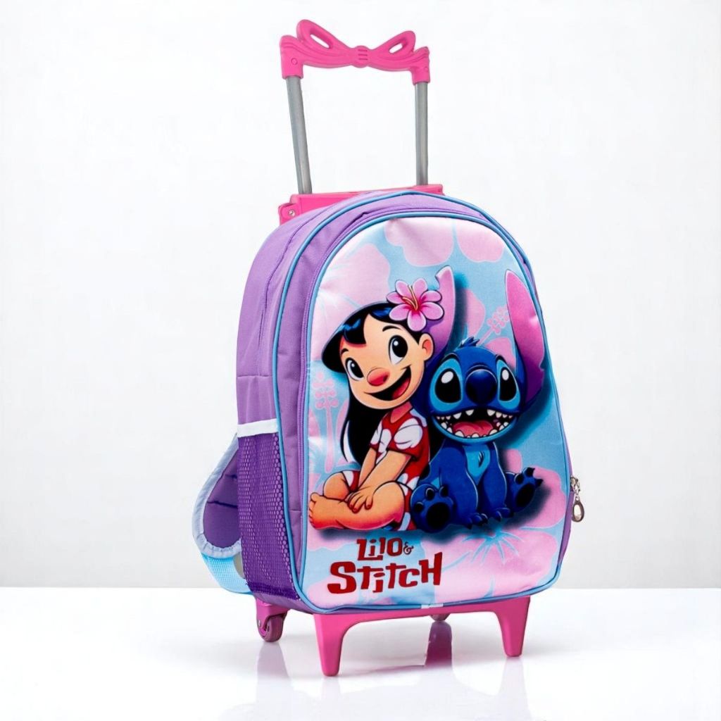 Mochila Rodinha Infantil Escolar Menina Lilo Stitch Feminina em Oferta na Shopee